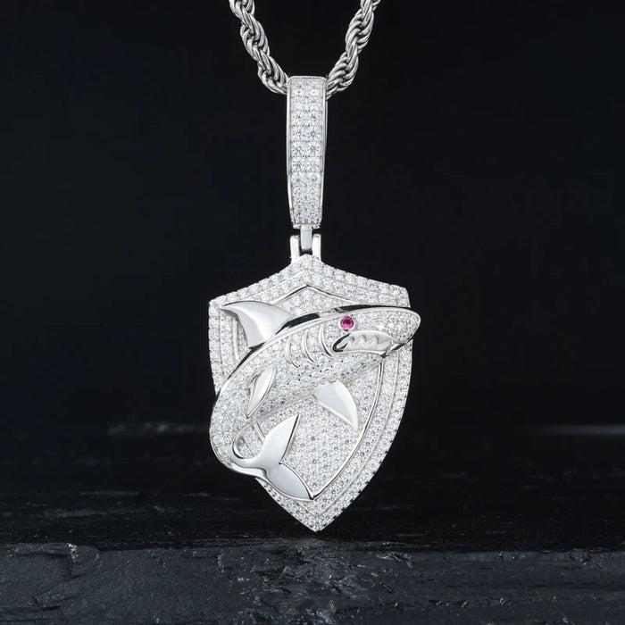 S925 Moissanite Shark Shield Pendant - Different Drips