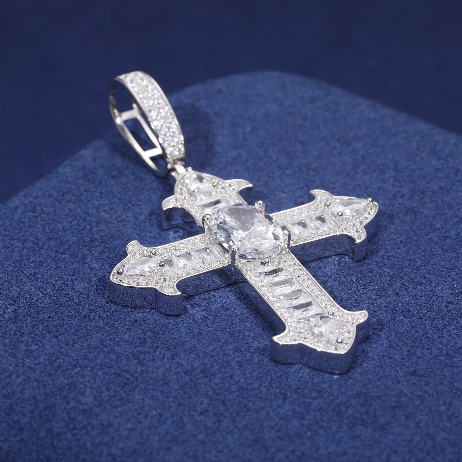 S925 Moissanite Diamond Royal Cross Pendant - Different Drips