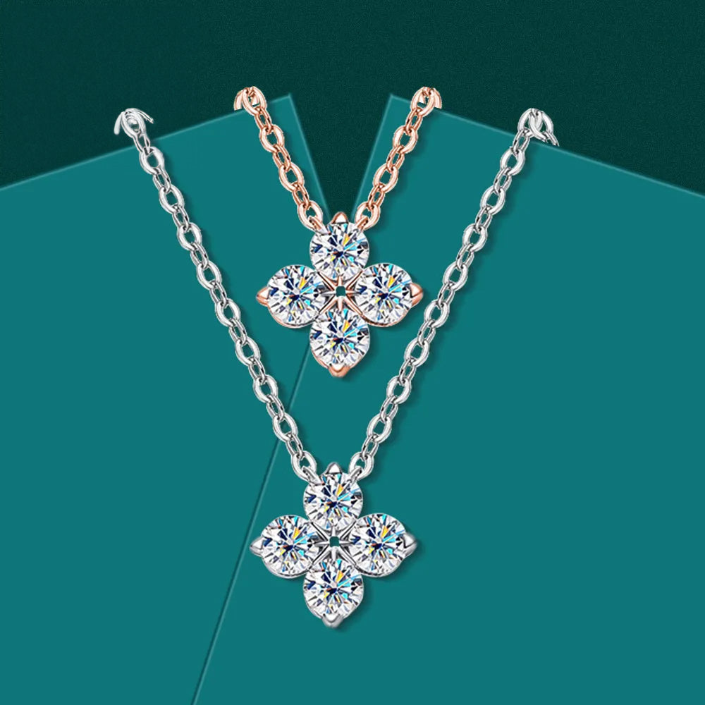 Women's S925 Clover Moissanite Diamond Pendant - Different Drips