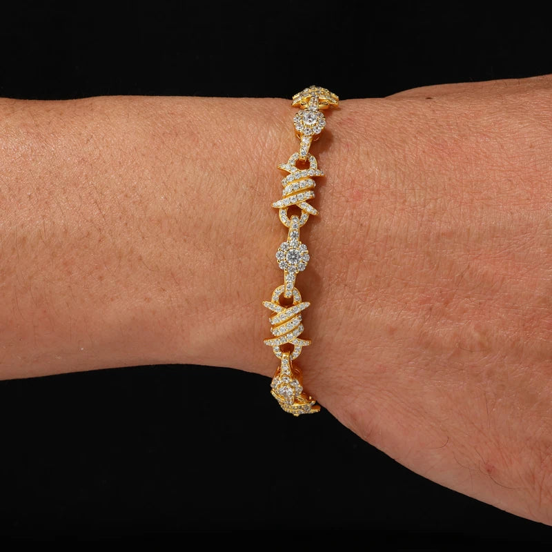 S925 Iced Barbed Wire Moissanite Bracelet - Different Drips