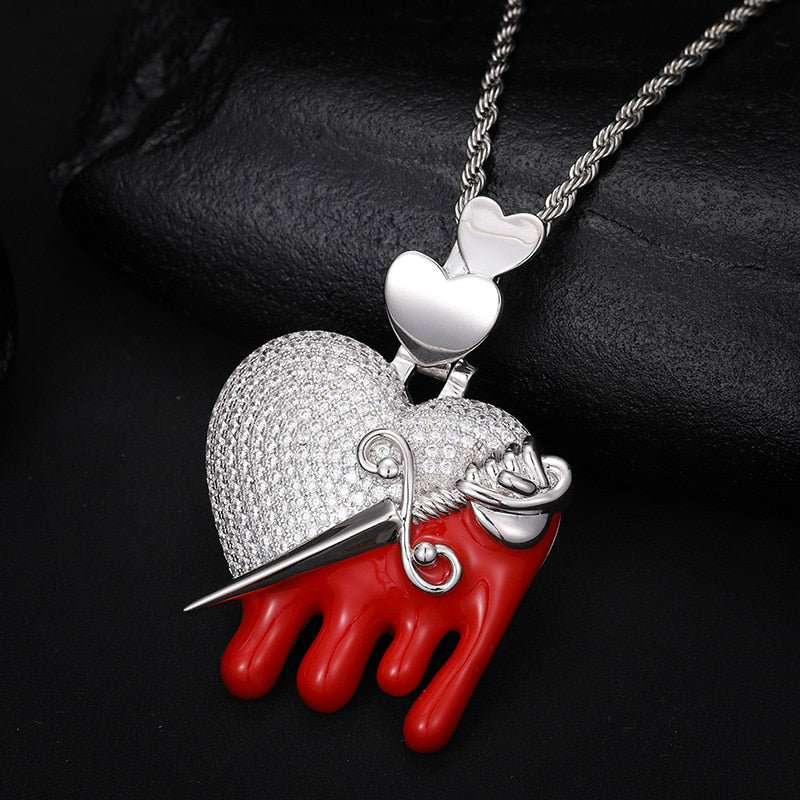 Iced Heart Dripping Sword Pendant - Different Drips