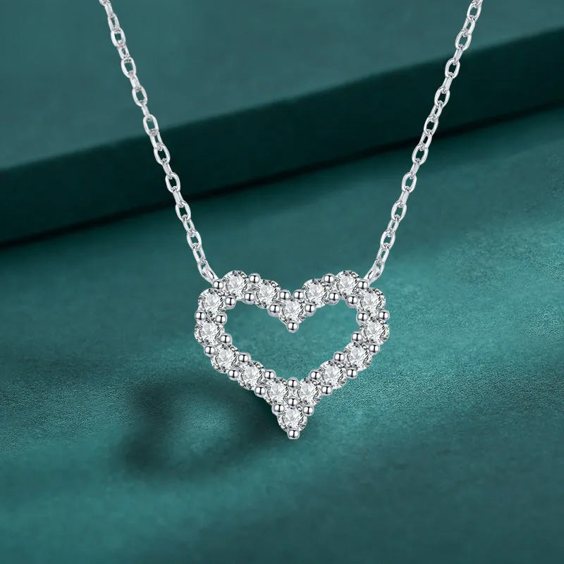 Women's S925 Moissanite Diamond Heart Pendant - Different Drips