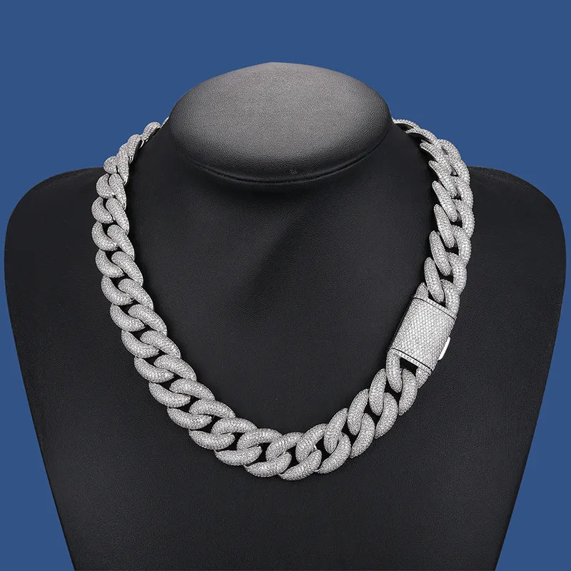 20mm S925 Moissanite Curb Cuban Chain - Different Drips