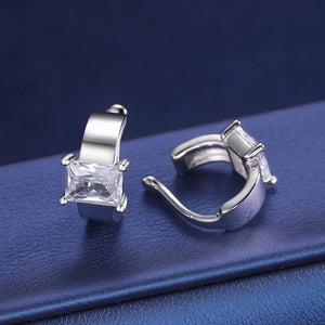 S925 Moissanite Square Diamond Cut Huggie Earrings - Different Drips