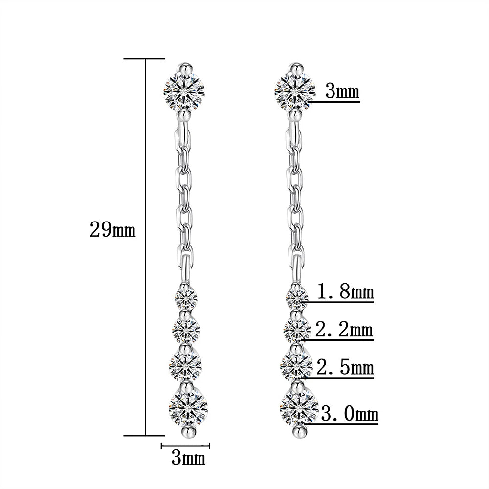 Women's 925 Moissanite Long Tassel Drop Diamond Earrings - Different Drips