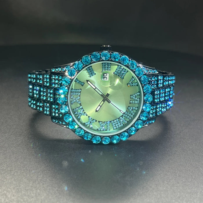 Bust Down Aqua Roman Watch - Different Drips