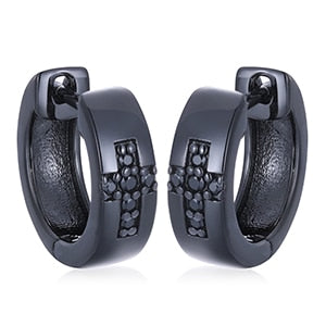 S925 Black Moissanite Hoop Cross Earrings - Different Drips