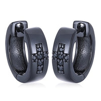 Thumbnail for S925 Black Moissanite Hoop Cross Earrings - Different Drips