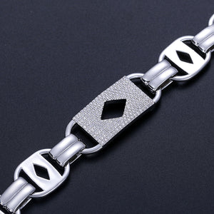 15mm S925 Moissanite Card Link Bracelet - Different Drips