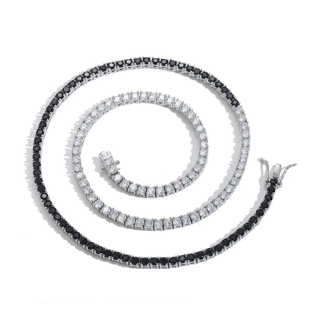 3mm White & Black Tennis Chain - Different Drips