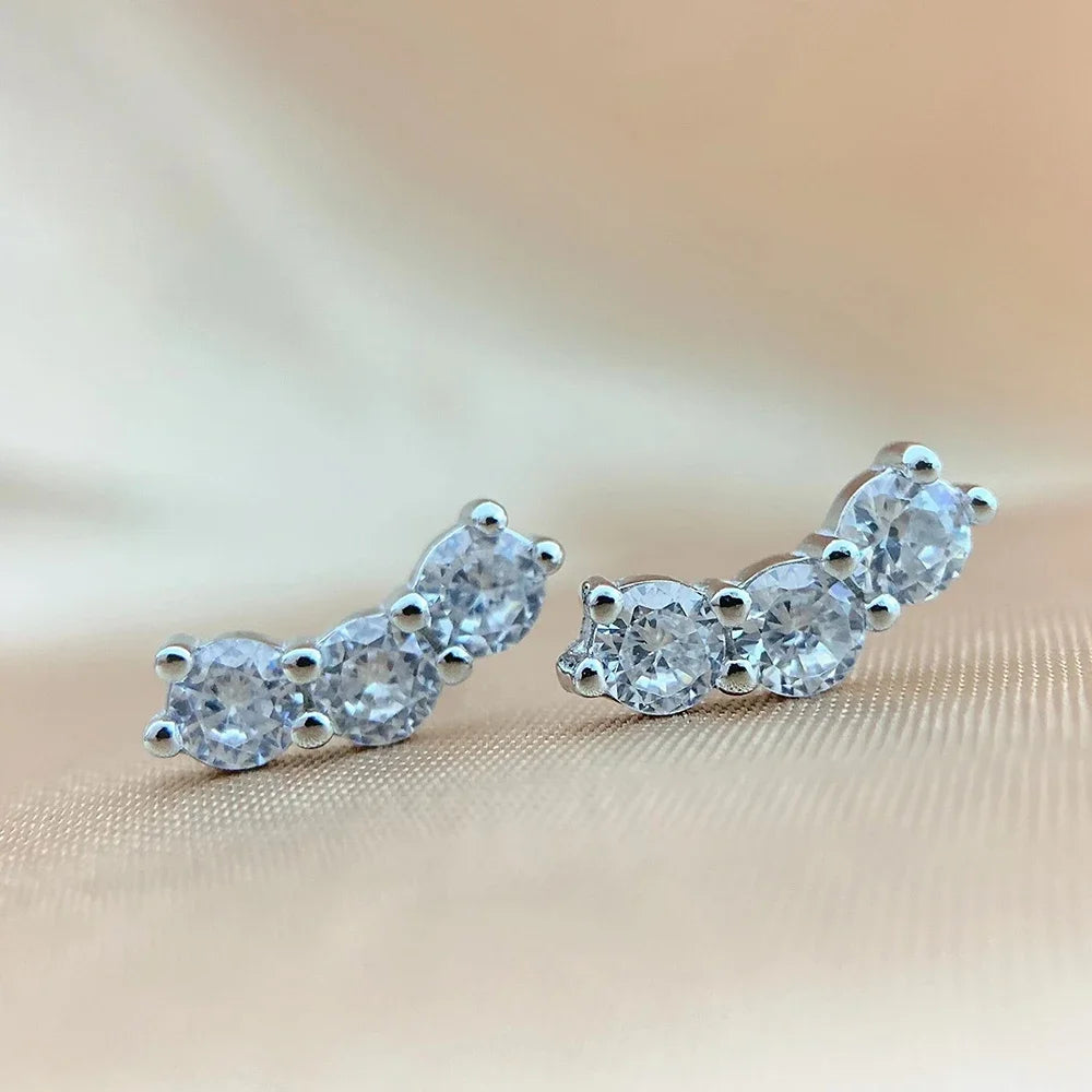 Women's S925 Moissanite Diamond Curve Stud Earrings - Different Drips