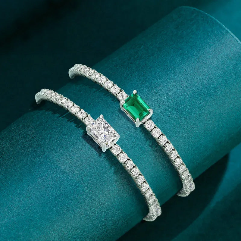 Women's S925 Emerald Cut Moissanite Tennis Bracelet - Different Drips
