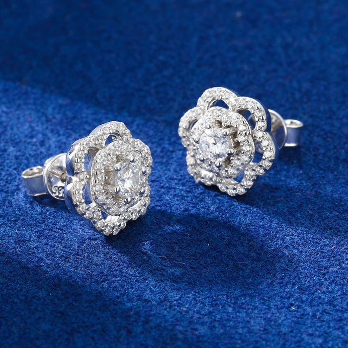 Floral Cluster Halo Stud Earrings - Different Drips