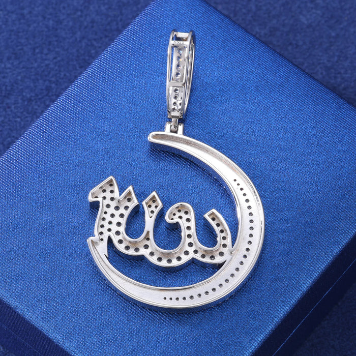 S925 Moissanite Crescent Allah Pendant - Different Drips