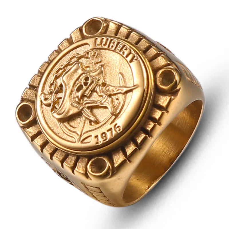 Smoking Skull Chunky Signet Ring - Different Drips
