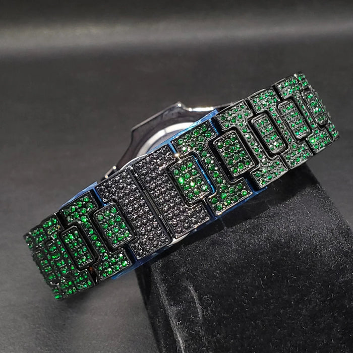 Bust Down Pink Cushion Case Watch with Date Window - Different Drips