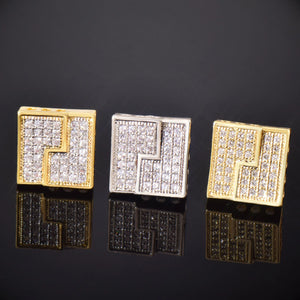 10mm Monogram Square Cut Earrings - Different Drips