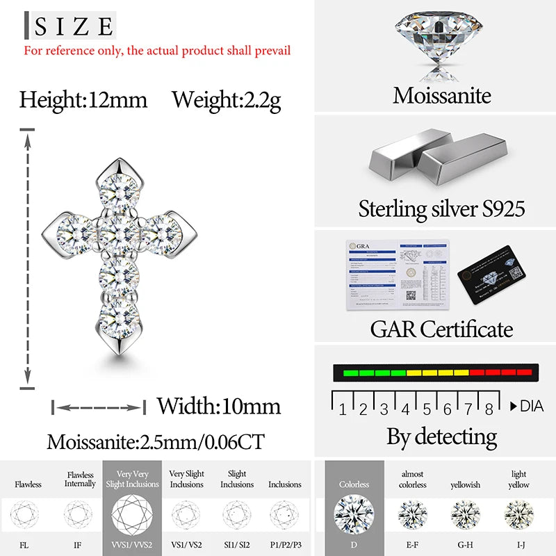 S925 Moissanite Diamond Cross Earrings - Different Drips