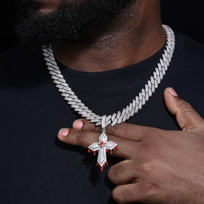 S925 Moissanite Dripping Cross Pendant - Different Drips
