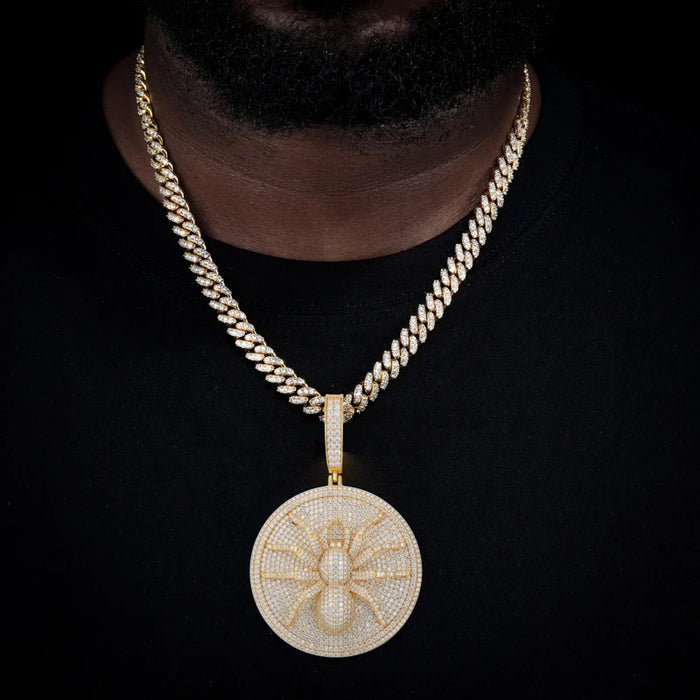 Iced Moissanite Spider Medallion Pendant - Different Drips