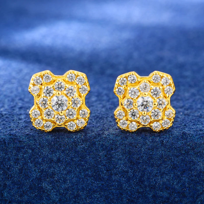 S925 Moissanite Snowburst Cluster Stud Earrings - Different Drips