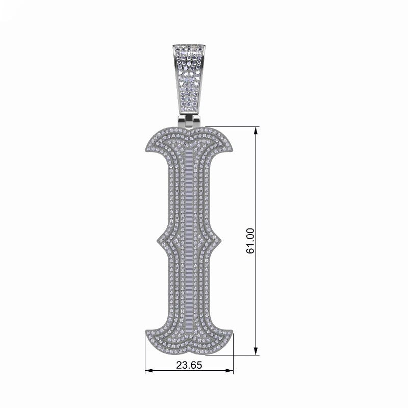 S925 Moissanite Baguette Custom Letter Pendant - Different Drips