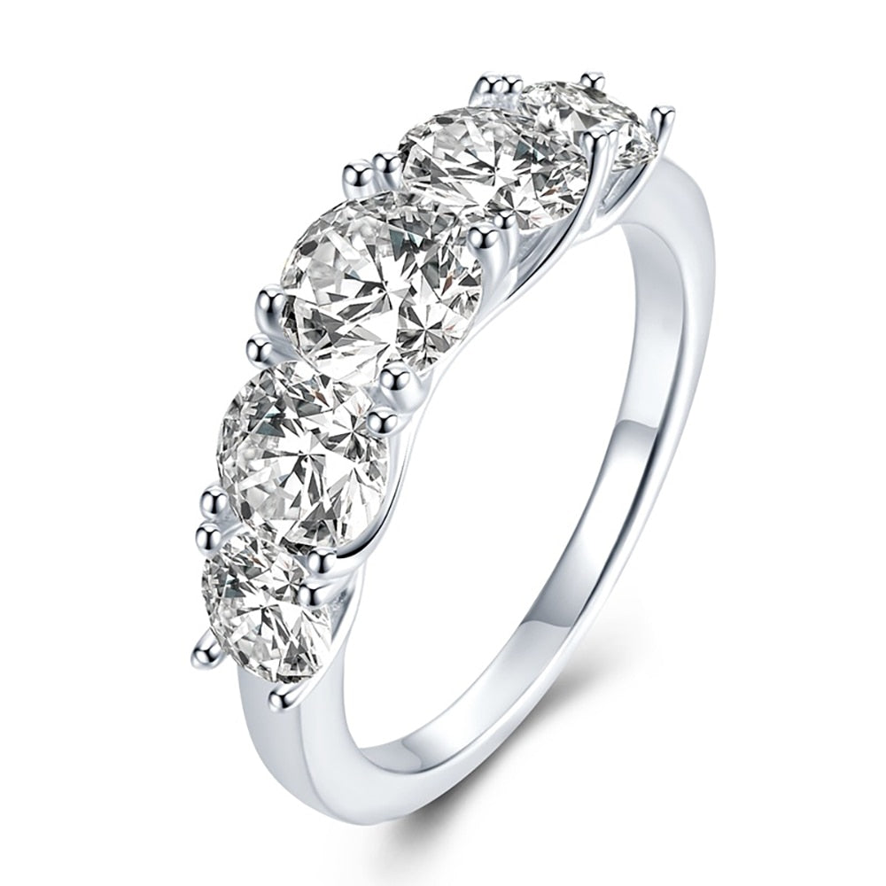 Women's S925 Moissanite Round Channel Shoulders Ring. - Different Drips
