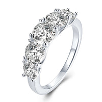 Thumbnail for Women's S925 Moissanite Round Channel Shoulders Ring. - Different Drips