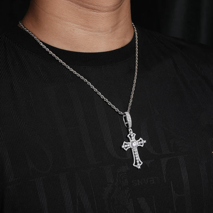 S925 Moissanite Celestial Cruciform Cross Pendant - Different Drips