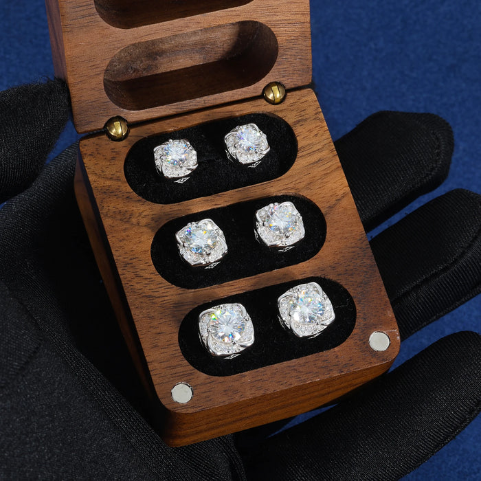 S925 Moissanite Diamond Cushion Halo Stud Earrings - Different Drips