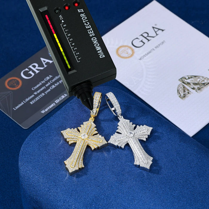 S925 Moissanite Diamond Multi Layered Royal Cross Pendant - Different Drips