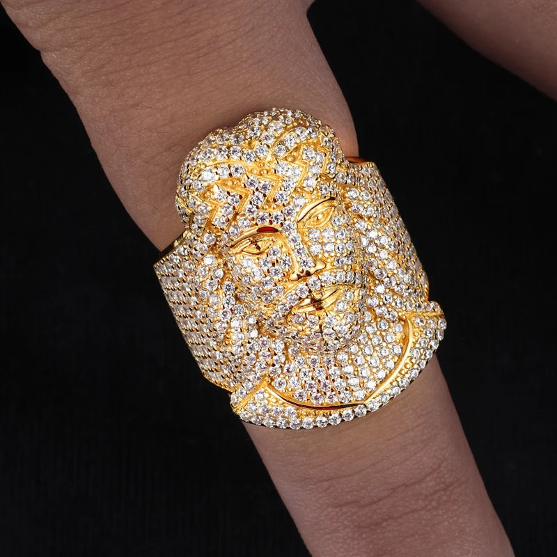 S925 Moissanite Iced Jesus Piece Ring - Different Drips