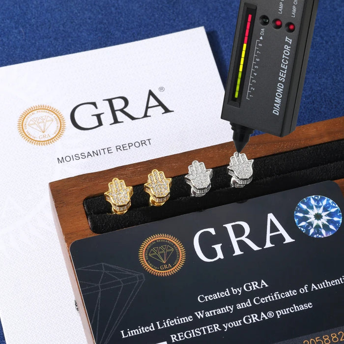 S925 Iced Hamsa Moissanite Stud Earrings - Different Drips