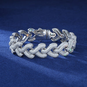 S925 Moissanite Diamond Fish Bone Link Bracelet - Different Drips