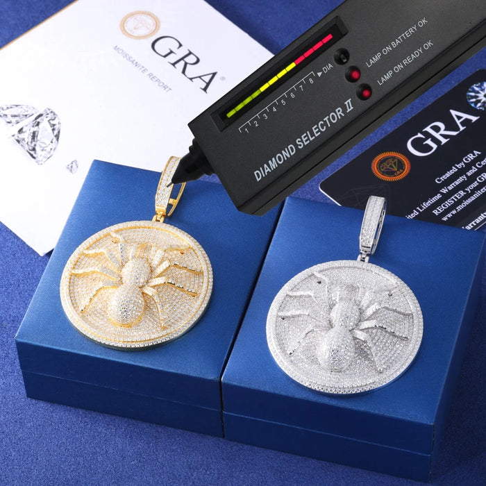 Iced Moissanite Spider Medallion Pendant - Different Drips