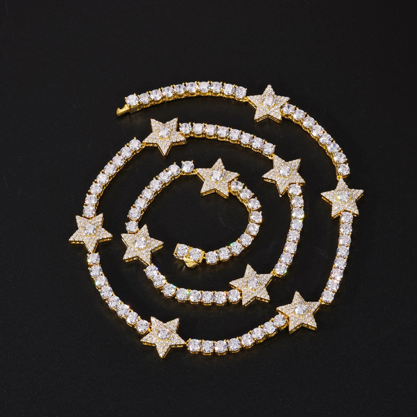 S925 Moissanite Diamond Star Stationed Tennis Chain - Different Drips