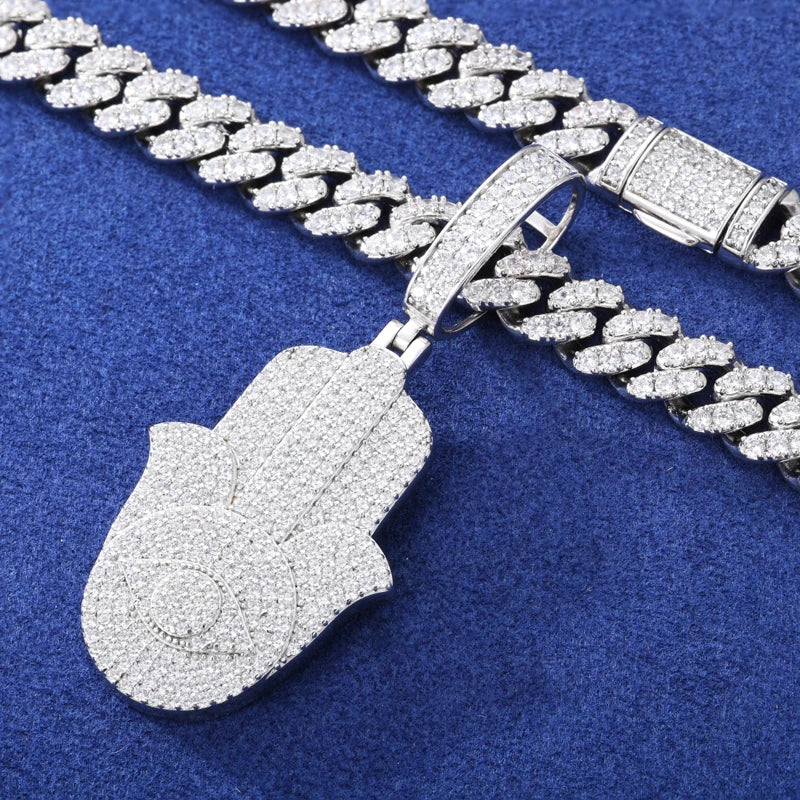 S925 Moissanite Hamsa Hand Pendant - Different Drips