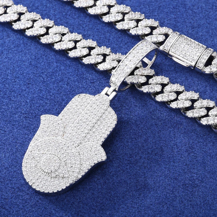 S925 Moissanite Hamsa Hand Pendant - Different Drips