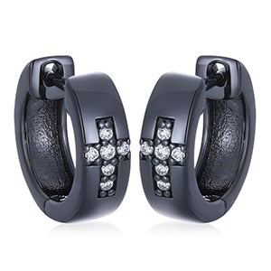 S925 Black Moissanite Hoop Cross Earrings - Different Drips