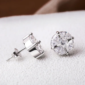 Women's S925 Moissanite Cluster Star Diamond Cur Stud Earrings - Different Drips