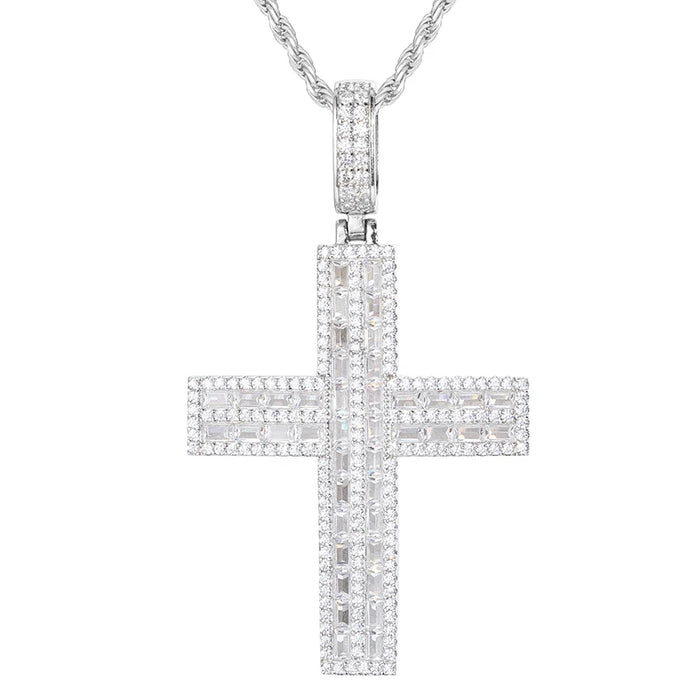 S925 Moissanite Vertical Cross Pendant - Different Drips