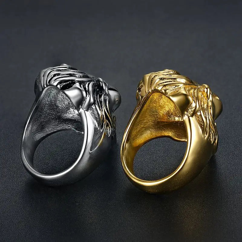 Gold Lion Head Statement Ring - Different Drips