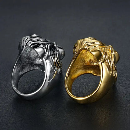 Gold Lion Head Statement Ring - Different Drips