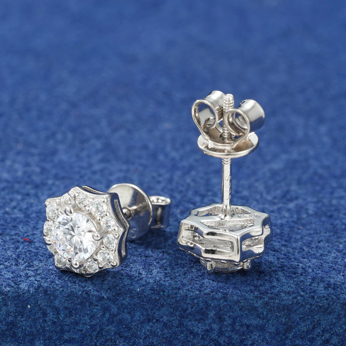 S925 Iced Flower-Shaped Moissanite Stud Earrings - Different Drips