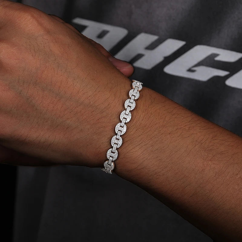 6-10mm Moissanite Iced Mariner-Link Bracelet - Different Drips
