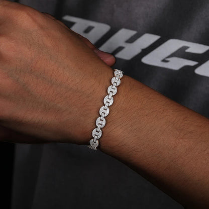 6-10mm Moissanite Iced Mariner-Link Bracelet - Different Drips