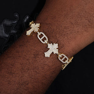 S925 Moissanite Mariner Cross Stationed Bracelet - Different Drips