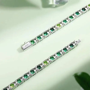 Ombre Green Princess-Cut Moissanite Tennis Bracelet - Different Drips