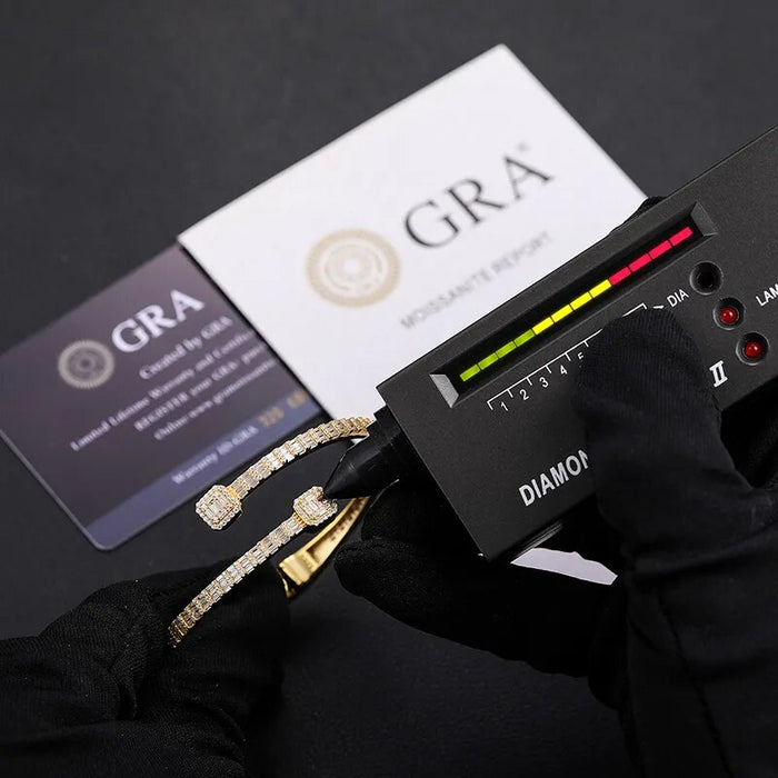 4mm S925 Moissanite Baguette Bangle Bracelet - Different Drips