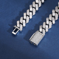 Thumbnail for 12mm S925 Moissanite Half Baguette Cuban Prong Link Chain - Different Drips